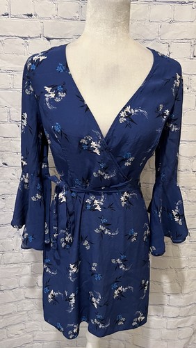 Miss Selfridge Blue Floral Belt Sleeve Belted Dress Size 6 - 第 1/9 張圖片