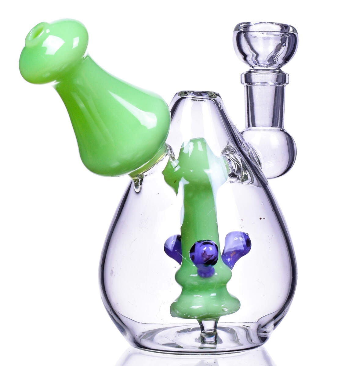 THICK Mushroom Perc BONG Spherical Glass Water Pipe GREEN Pipe Hookah *USA*