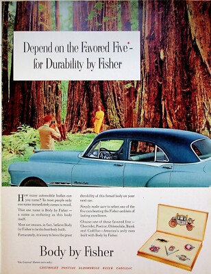 1951 Pontiac Eight Body By Fisher Automobile Car Vintage Print Ad Redwood Trees