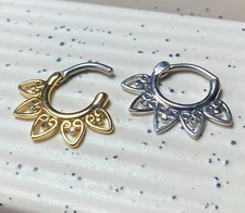 1pc Single Tribal Fan Septum Clicker 316L Surgical Steel 16g Nose Ring