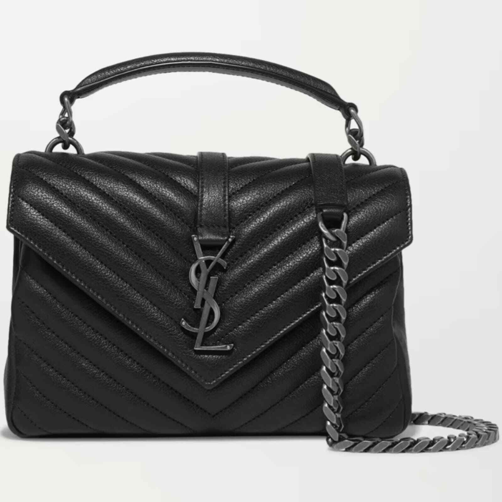 SAINT LAURENT YSL College Borsa nera in metallo
