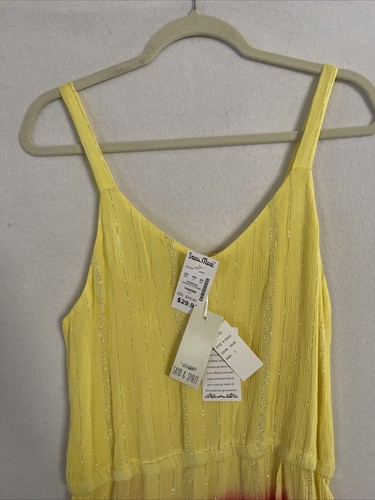 NWT Sand And Spirit Tie Dye Beach Swimsuit Cover Up Dress Yellow Pink Size Large - Picture 2 of 7