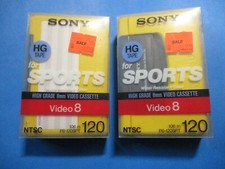 Lot of 2 Sony Sports HG 8 mm Video Cassette Tapes Water Resistant P6-120SPT NOS