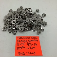Stainless Serrated 3/8-16 flange nuts (100 Pc In Lot) 2464-LCL3