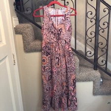NWT Madewell Lace-Up Ruffle Midi Dress $148 Bali Blooms Orange Pink Boho Sz 00