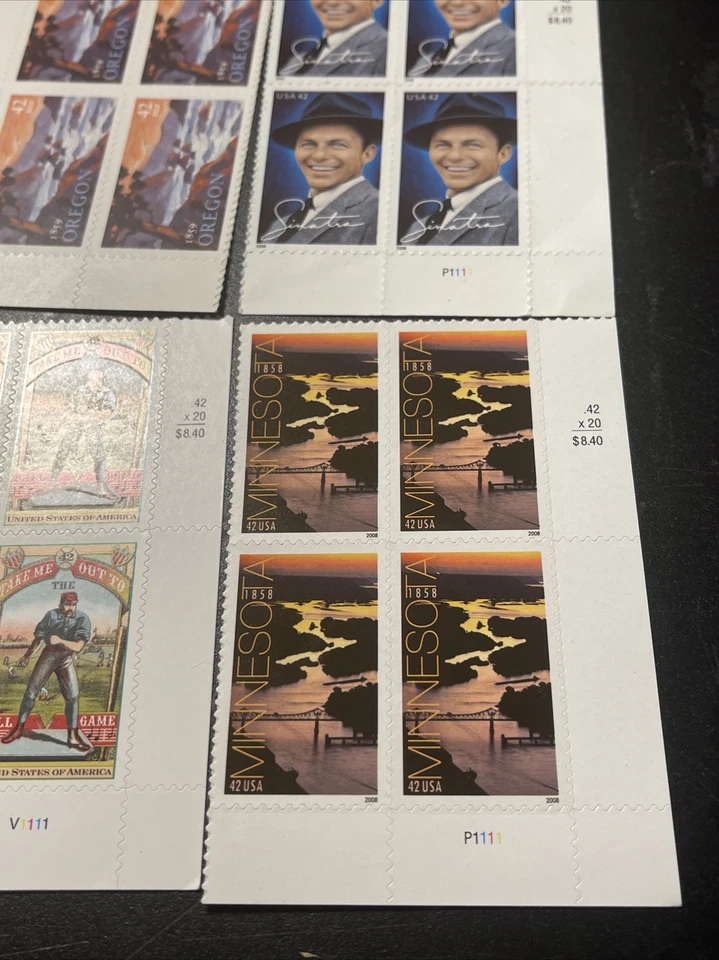 US Scott #4334-4376-4341-4334-4265-4266 (5) Plate Block Of 4 Us Stamps 42 Cents - Image 4 of 4