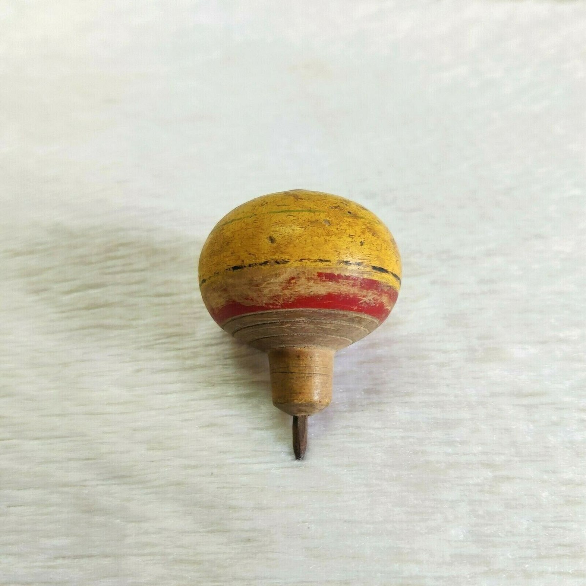 19c Vintage Handmade Lacquered Colorful Wooden Spinning Top