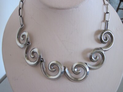 Native American Silver Sandcast Choker Necklace