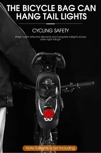 Borsa Sella Bici Impermeabile Con Tasca Borraccia MTB Bici Sedile Posteriore Borse - Foto 17 di 26