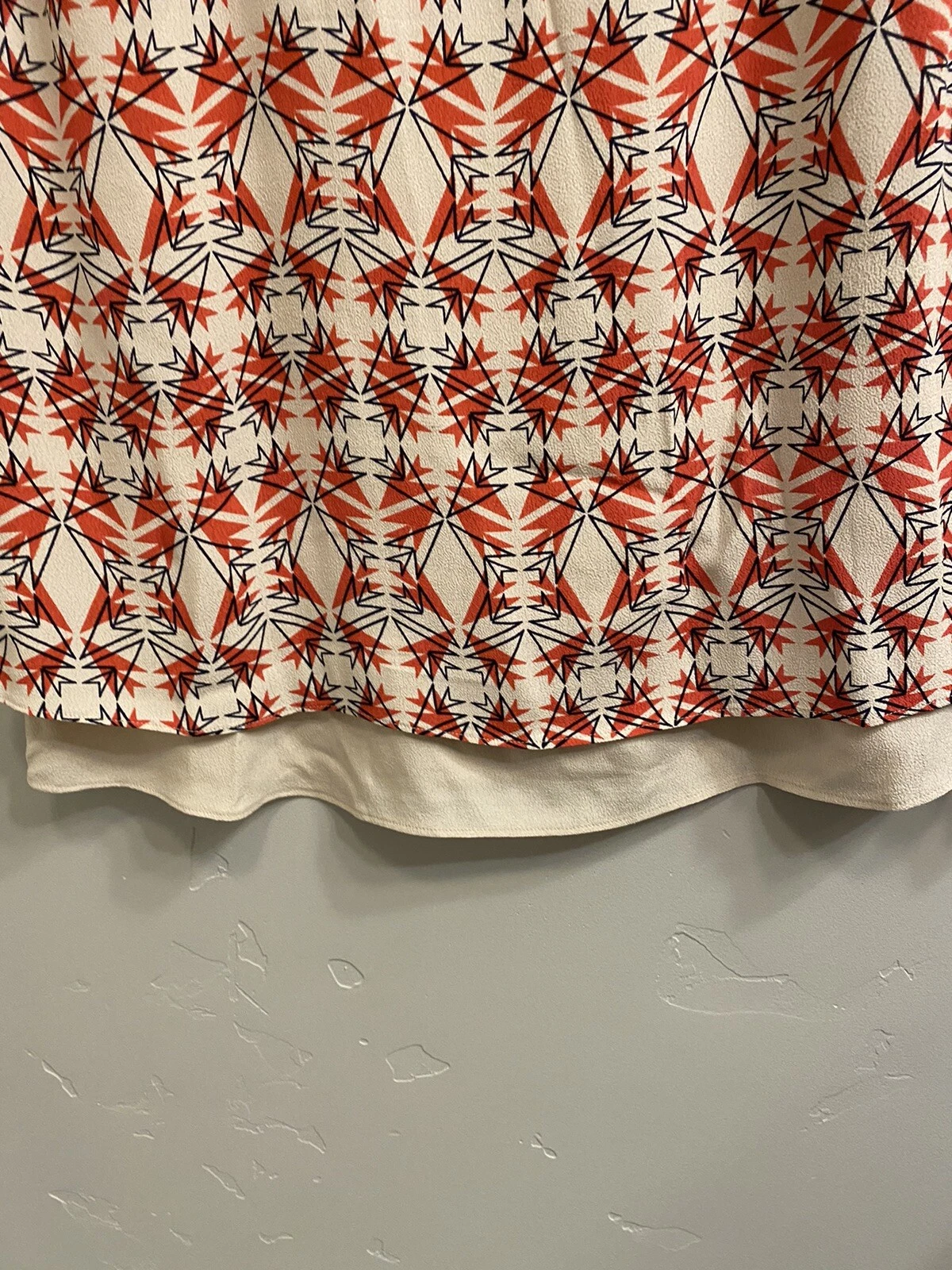 VETEMENTS CABI Batik Abito Slip Donna Taglia S Rosso Panna Stampa Cambio Chiffon #870