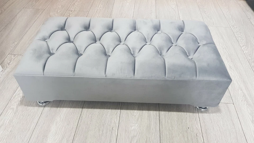 Chesterfield Plush soft velvet Footstool Coffee Table Stool Bed Bench Chair - Image 4 of 4