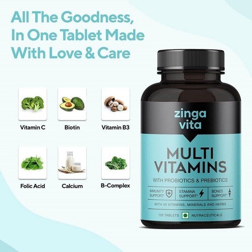 Zingavita Multivitamin Tablets 120 Count with Probiotics & Prebiotics - Picture 5 of 5