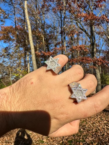 4.3ct MOISSANITE Iced Real Baguette Star Of David Ring For Men Solid 925 Silver - Picture 19 of 24