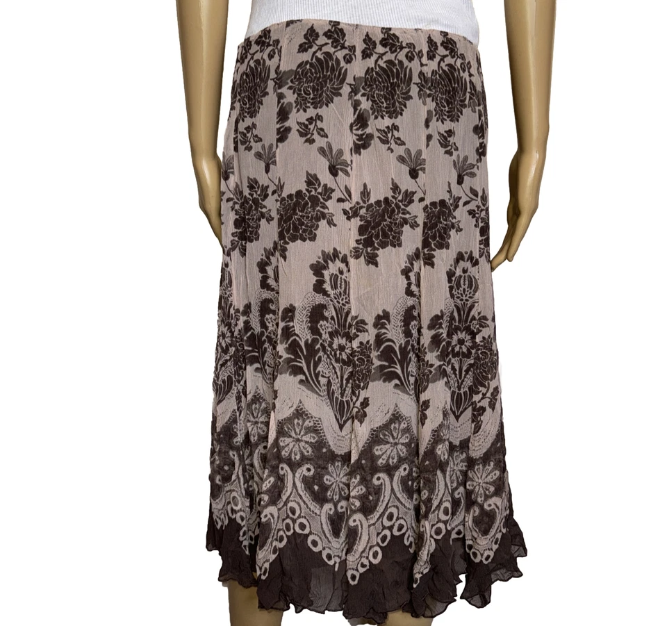 Vtg 90s French Paisley Long Silk Skirt Whimsigoth Fairy Indie Grunge Y2K Boho M - Imagem 2 de 4