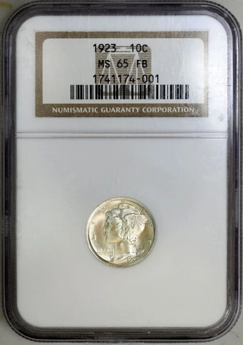 1923-P Mercury Dime Vintage NGC MS 65 FB ~ Glowing Head Light ~ W/ Strong Strike