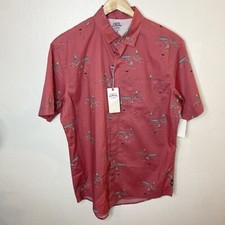 Izod Saltwater Performance Red Beach Shirt Short Sleeve Casual Mens Medium