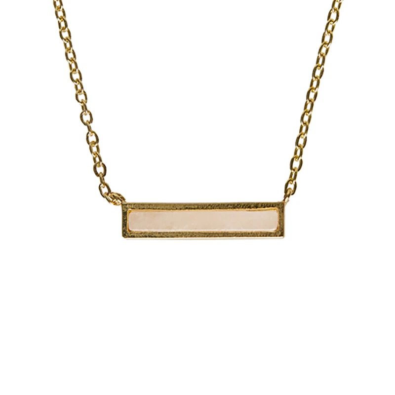 Charged jewelry rose quartz bar necklace clearance