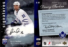 2007-08 Be A Player Signatures #SDT Darcy Tucker AUTO - NM-MT