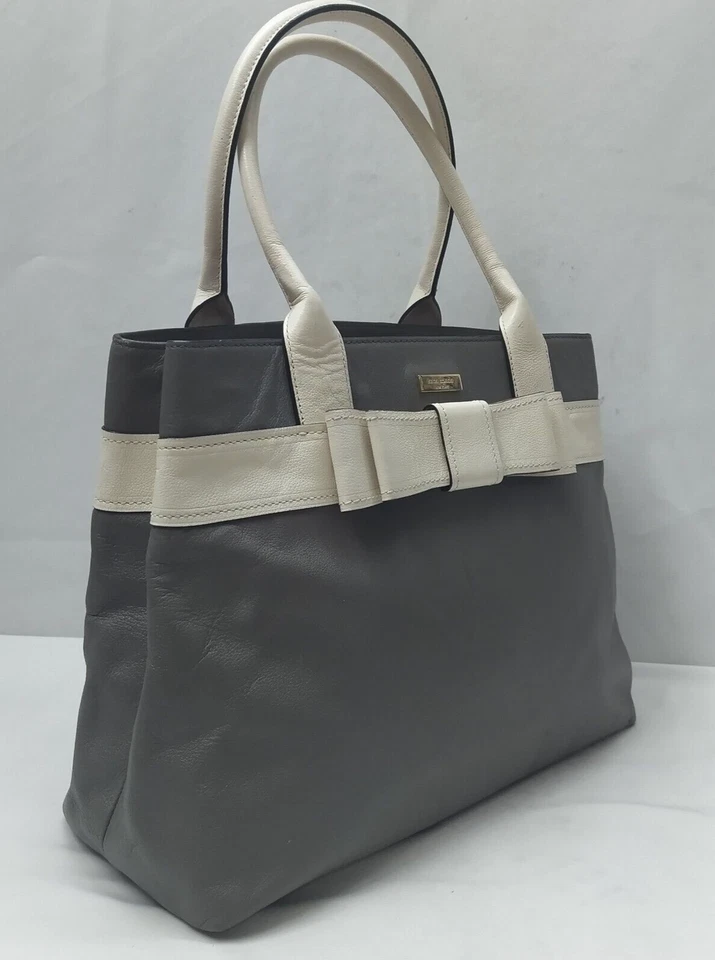 Bolso de hombro grande Kate Spade New York de cuero gris con doble asa Foto 3 de 4