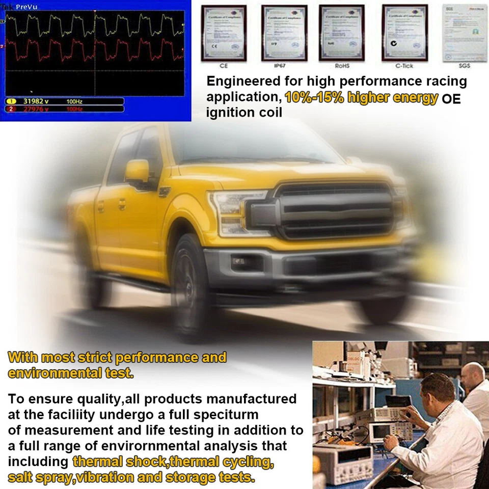 8X Bobinas de encendido para Ford F250 F350 F450 F550 Super Duty 5,4/6,8 L DG508 FD503 Foto 4 de 4