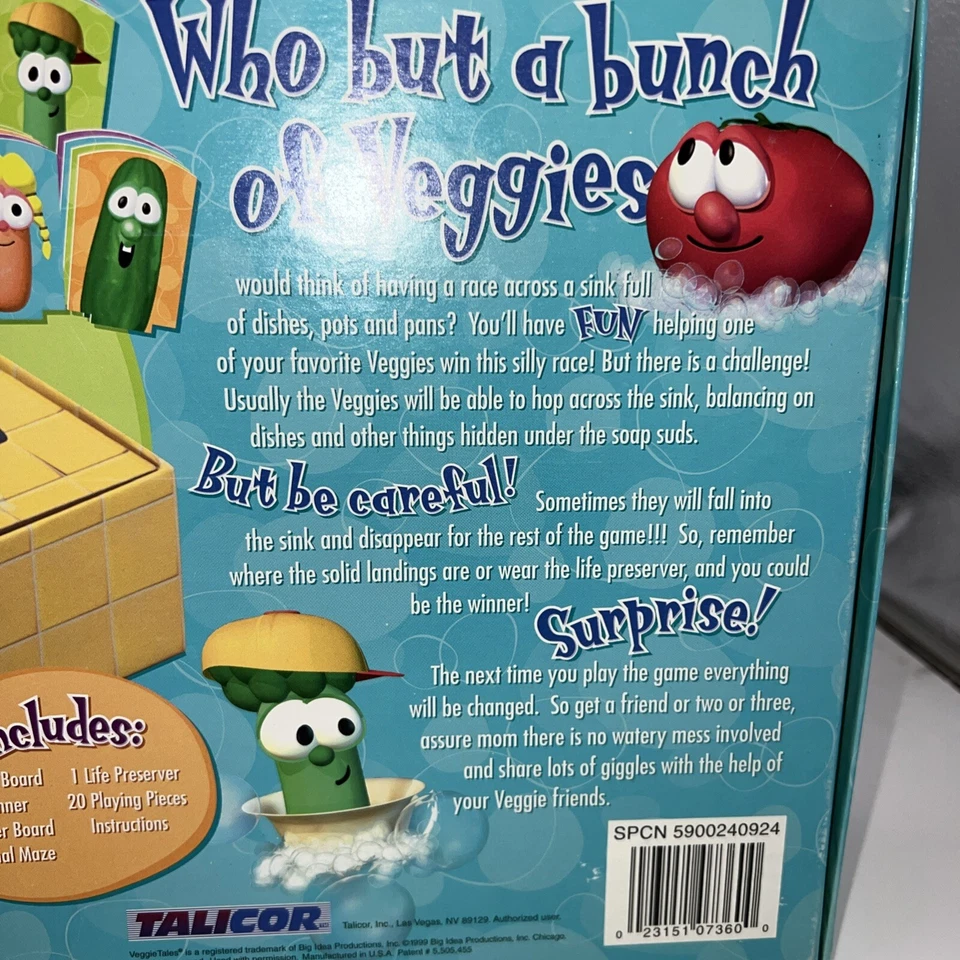 Talicor VeggieTales ¡No te hundas en el fregadero! Juego de mesa incompleto Foto 4 de 4