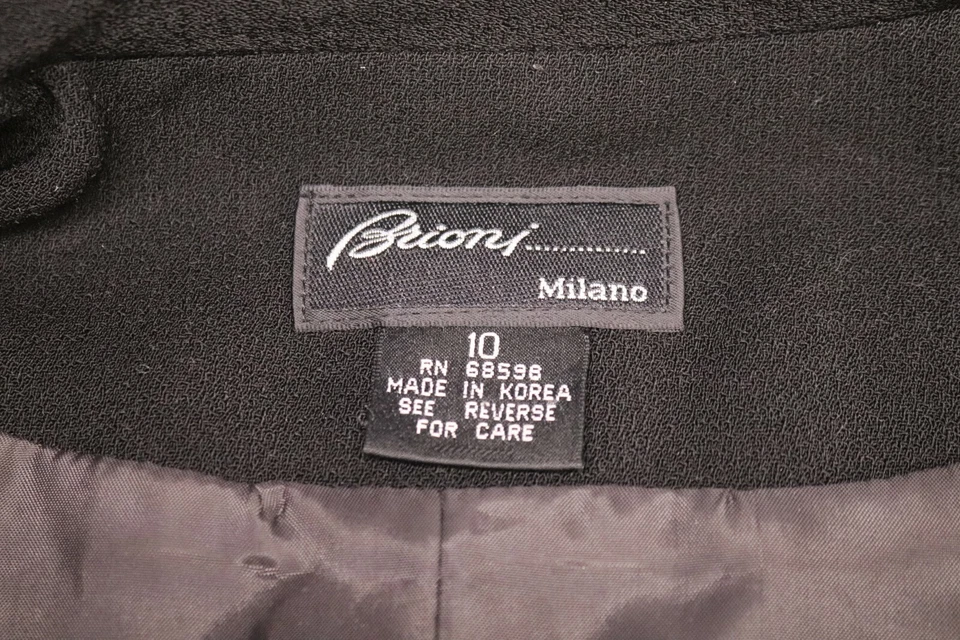 Vintage Brioni Milano Black Blazer Button Front Jacket Solid Classic Women's 10 - Image 3 of 4