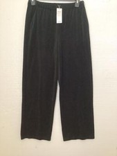Eileen Fisher Black Velour Straight Full Length Pants Sz L NWT 168