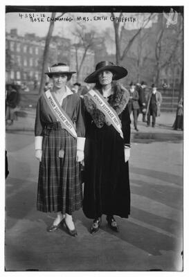 Rose Cumming Edith Griffith Wearing Banners Reading Woman Suffrage- Old Photo