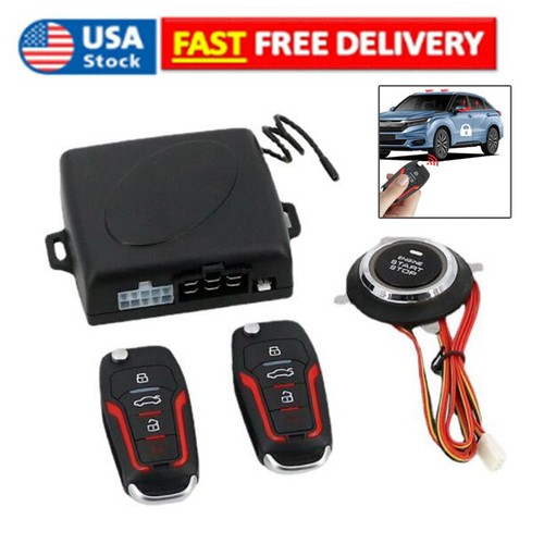 1 Set Keyless Entry Engine Start Alarm System Push Button Remote Starter Stop US - Foto 3 di 9