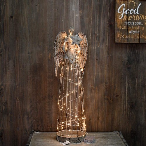Antiqued Metal Garden Angel Statue Patio Lawn Yard Decorations For Mother’s day - Picture 2 of 6