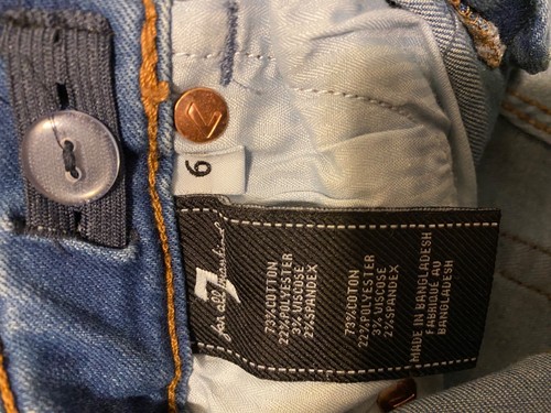 7 for All Mankind Josefina Girl 5-Pocket Cotton Stretch Skinny Jeans Size 6 Blue - Picture 8 of 9