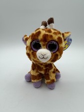 New Ty Beanie Boos SAFARI Giraffe 6  Brown Tan Solid Purple Eyes 2013 Tags