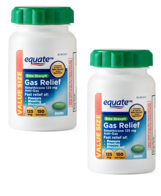 (2 Pack) Equate Extra Strength Gas Relief Softgels, 150 Count.