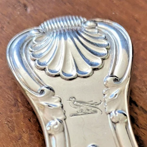 Antique William Hutton Silver Plated "Kings Pattern" HERALDIC BIRD CREST Spoon