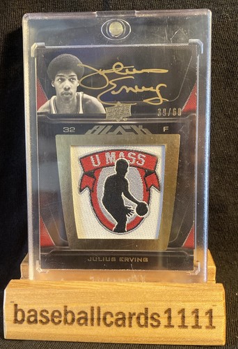 2011 UD Black Logo Patch Signatures JULIUS IRVING UMASS #V-JE 39/60 Auto G34