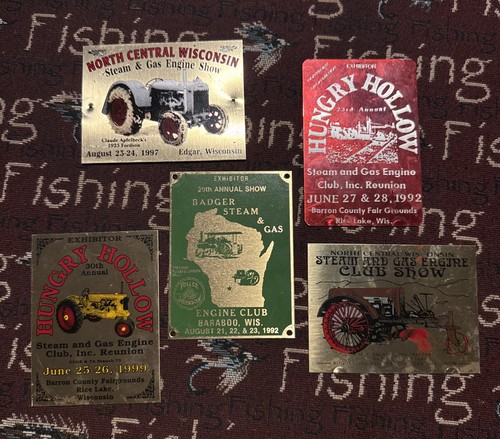 Lot Of 5 Wisconsin Steam Engine Hit & Miss Antique Tractor Show Exhibitor Plaque