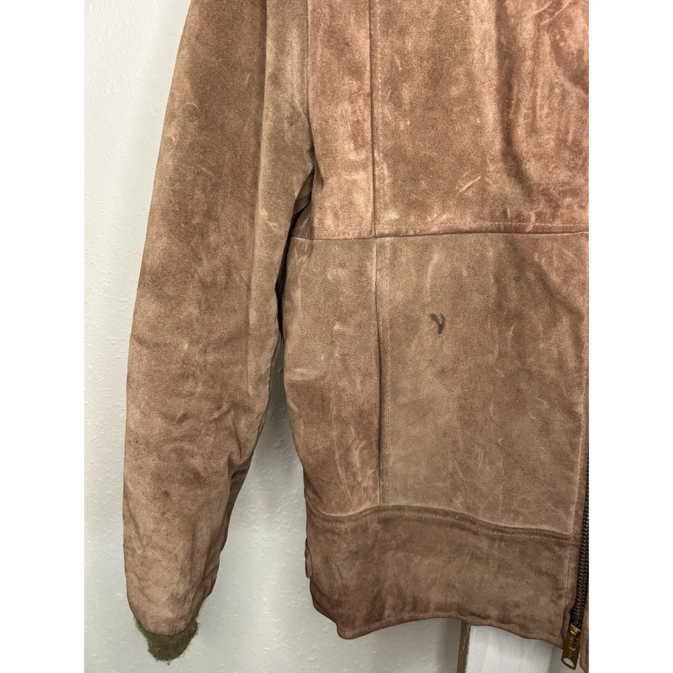 Vintage London Fog Suede Leather Bomber Jacket Sherpa Mens Sz 42 Rancher Flight - Image 4 of 4