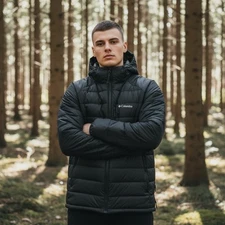 Columbia Labyrinth Loop Hooded Jacket Men's 5XT Black Omni Heat Down Fill