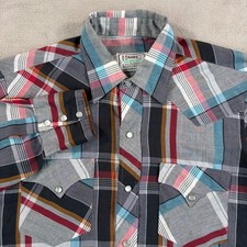 VINTAGE H Bar C Pearl Snap Western California Shirt Men 15.5 Medium Multi Plaid