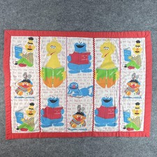 Handmade Sesame Street Baby Quilt Crib Blanket Alphabet Red Border Boys Nursery