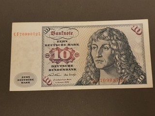 Germany 10 Ten Deutsche Mark Banknote 1970 Lightly Circulated