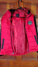 Air Jordan M Red Quilted Puffer Jacket Coat Full Zip Hooded Youth Large 12-13 