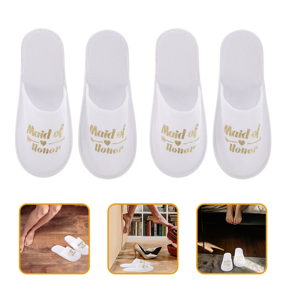 PANTOFOLA D’ORO 2 Paia Pantofole Monouso Damigella Uomo Ospite Senza Scarpe Casa Sposa