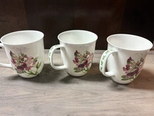 Set Of 3 McIntosh Botanical Flowers Coffee Mugs
