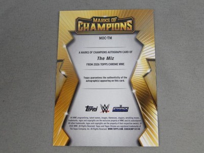 2026 Topps Chrome WWE The Miz Marks of Champions Autograph on Card