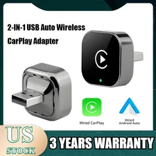 2-IN-1 USB Auto Wireless CarPlay Adapter Android Wireless Dongle Plug ＆ Play New