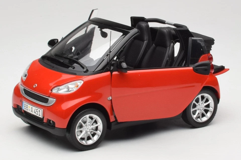 150036333 Smart Fortwo Cabrio Red Black Minichamps 1/18 - Image 2 of 4