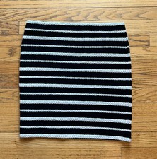 Max Studio Specialty Products M.S.S.P. Midi Skirt Black White braided stretch L