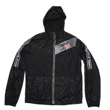 Superdry Mens Boys Windbreaker Jacket Size M Black Lightweight Hooded Logo 