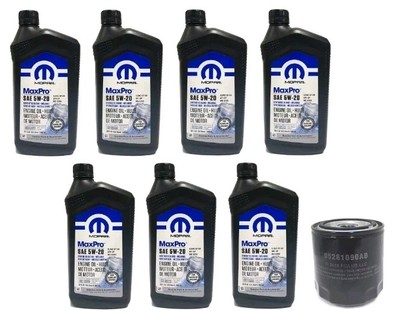 Mopar Maxpro 5W20 Motor Oil & Oil Filter For Dodge, Jeep & Chrysler With 5.7L